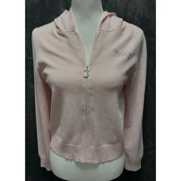 NWT Juicy Couture "Whisper" Baby Pink Bling Rhinstone Logo Knit Tracksuit Sz XL - Picture 9 of 10